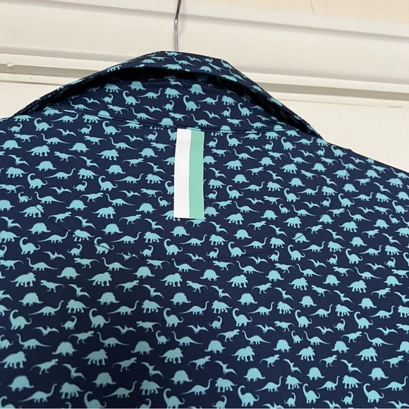 Rhoback Shirts Rhoback The Dino Blue Performance Polo Shirt Xl